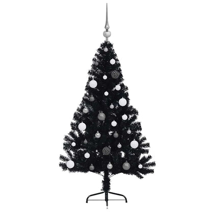 Albero di Natale artificiale con luci integrate Nero 150 cm PVC