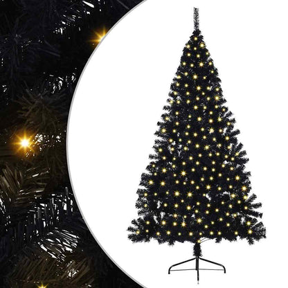 Albero di Natale artificiale con luci integrate Nero 240 cm PVC