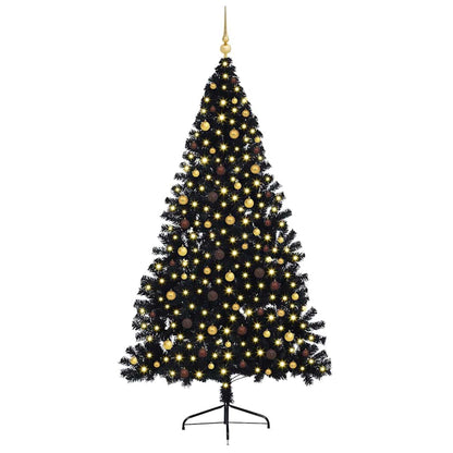 Albero di Natale artificiale con luci integrate Nero 240 cm PVC