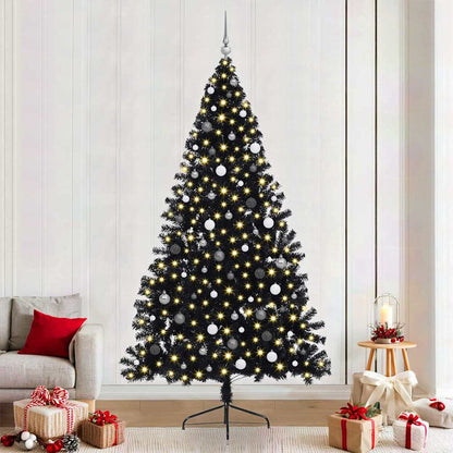 Albero di Natale artificiale con luci integrate Nero 240 cm PVC