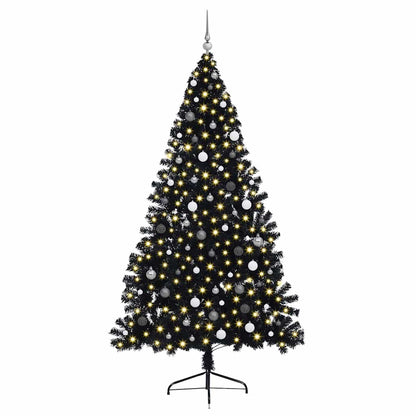 Albero di Natale artificiale con luci integrate Nero 240 cm PVC