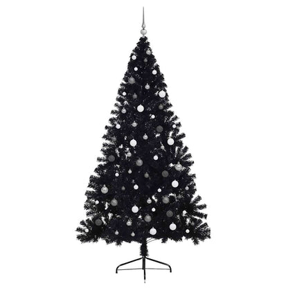Albero di Natale artificiale con luci integrate Nero 240 cm PVC