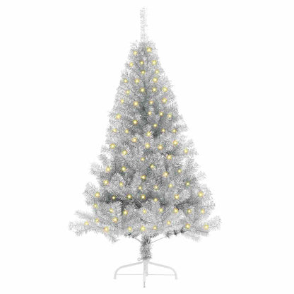 Albero di Natale artificiale con luci integrate Argento 150 cm