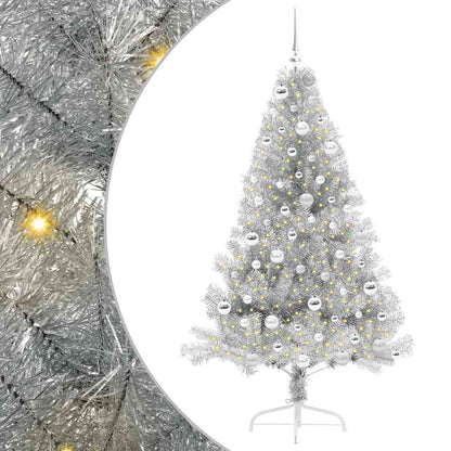 Albero di Natale artificiale con luci integrate Argento 180 cm