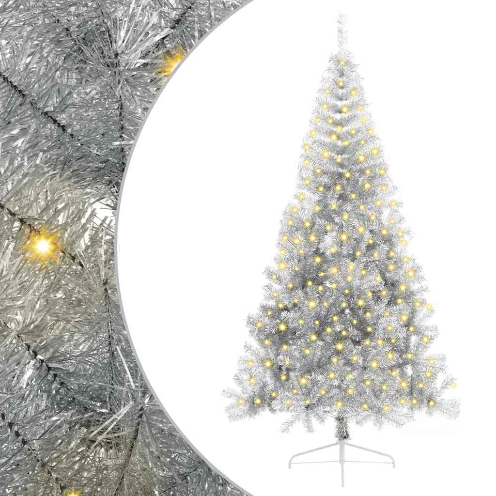 Albero di Natale artificiale con luci integrate Argento 210 cm