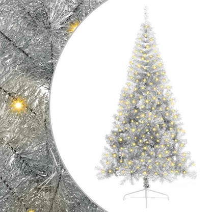 Albero di Natale artificiale con luci integrate Argento 210 cm