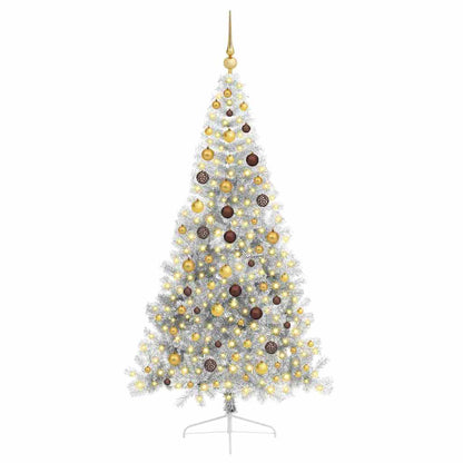 Albero di Natale artificiale con luci integrate Argento 210 cm