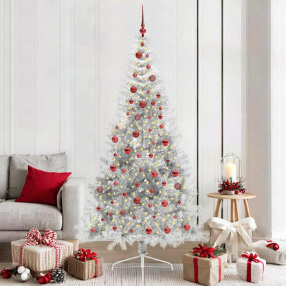 Albero di Natale artificiale con luci integrate Argento 210 cm
