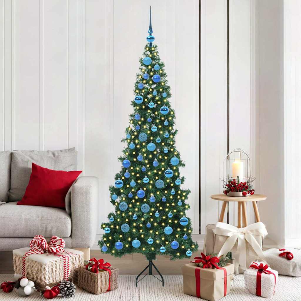 Albero di Natale Artificiale Angolare con 300 LED Verde 180 cm