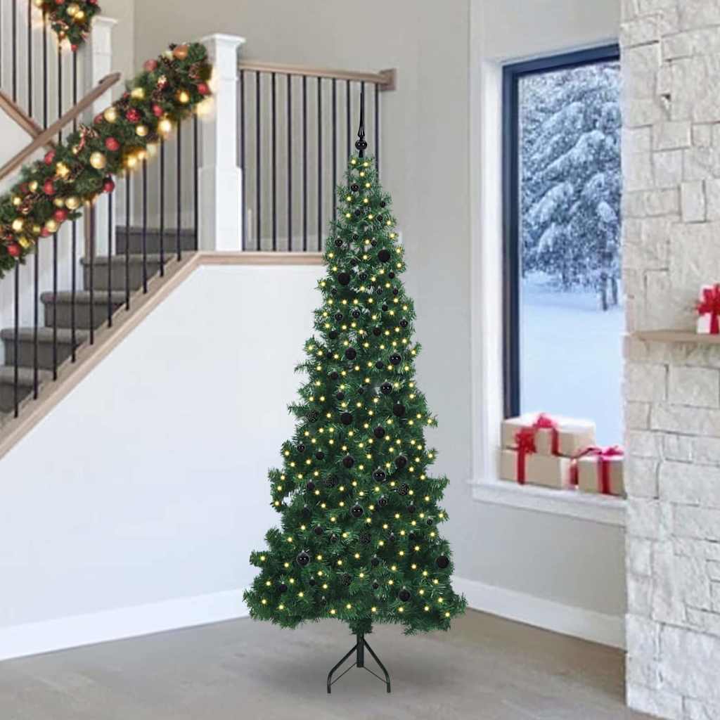 Albero di Natale Artificiale Angolare con 300 LED Verde 240 cm