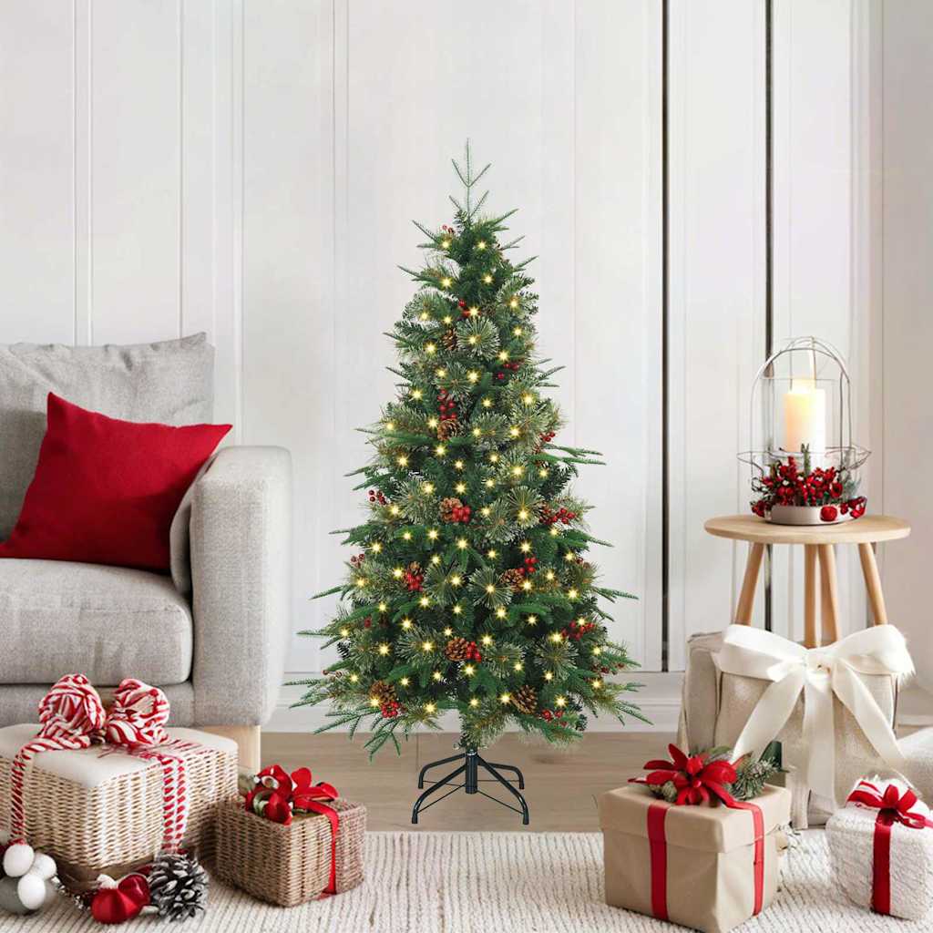 Albero di Natale Artificiale con Rami Pieghevoli Verde 120 cm