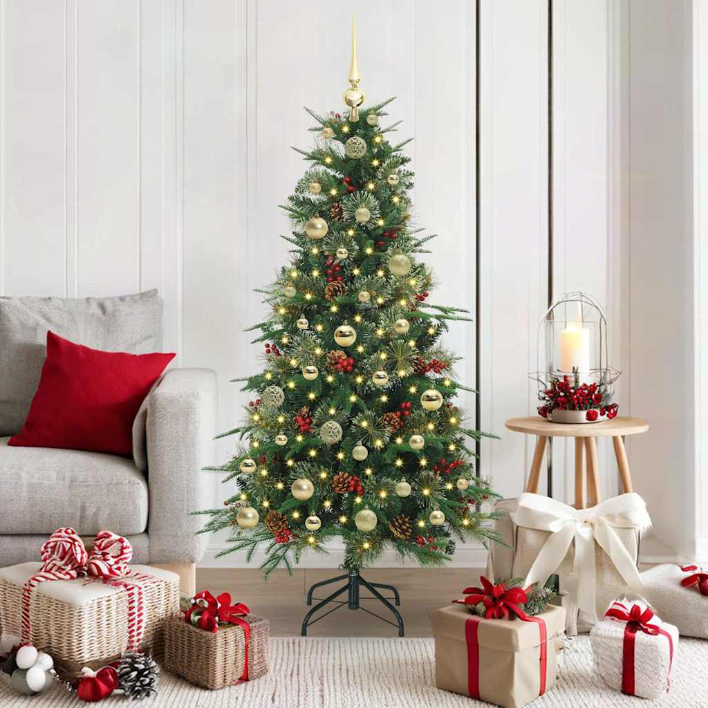 Albero di Natale Artificiale con Rami Pieghevoli Verde 150 cm
