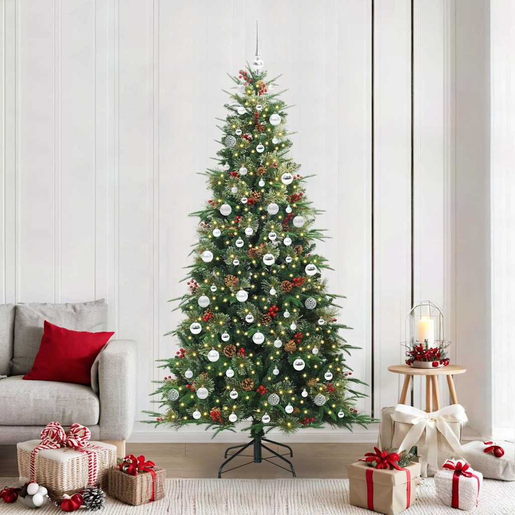 Albero di Natale Artificiale con Rami Pieghevoli Verde 210 cm