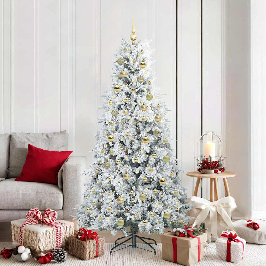 Albero di Natale Artificiale con Rami Pieghevoli Bianco 180 cm