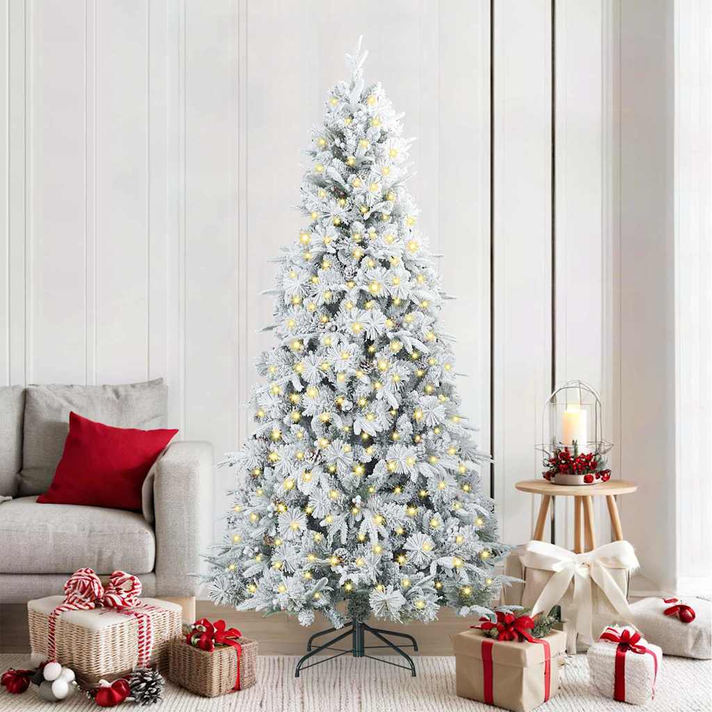 Albero di Natale Artificiale con Rami Pieghevoli Bianco 210 cm