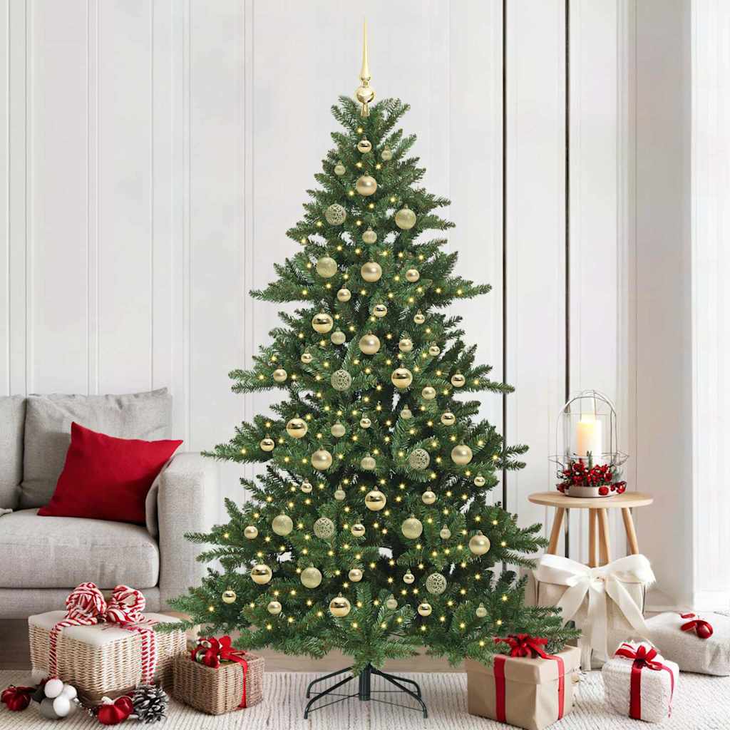 Albero di Natale Artificiale con Rami Pieghevoli Verde 210 cm