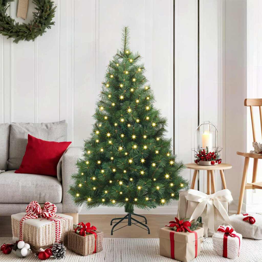 Albero di Natale artificiale con 150 LED Verde 120 cm PE e PVC