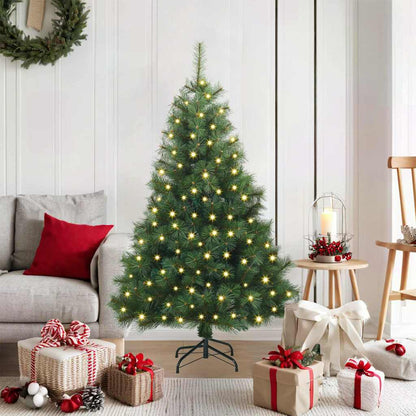 Albero di Natale artificiale con 150 LED Verde 120 cm PE e PVC