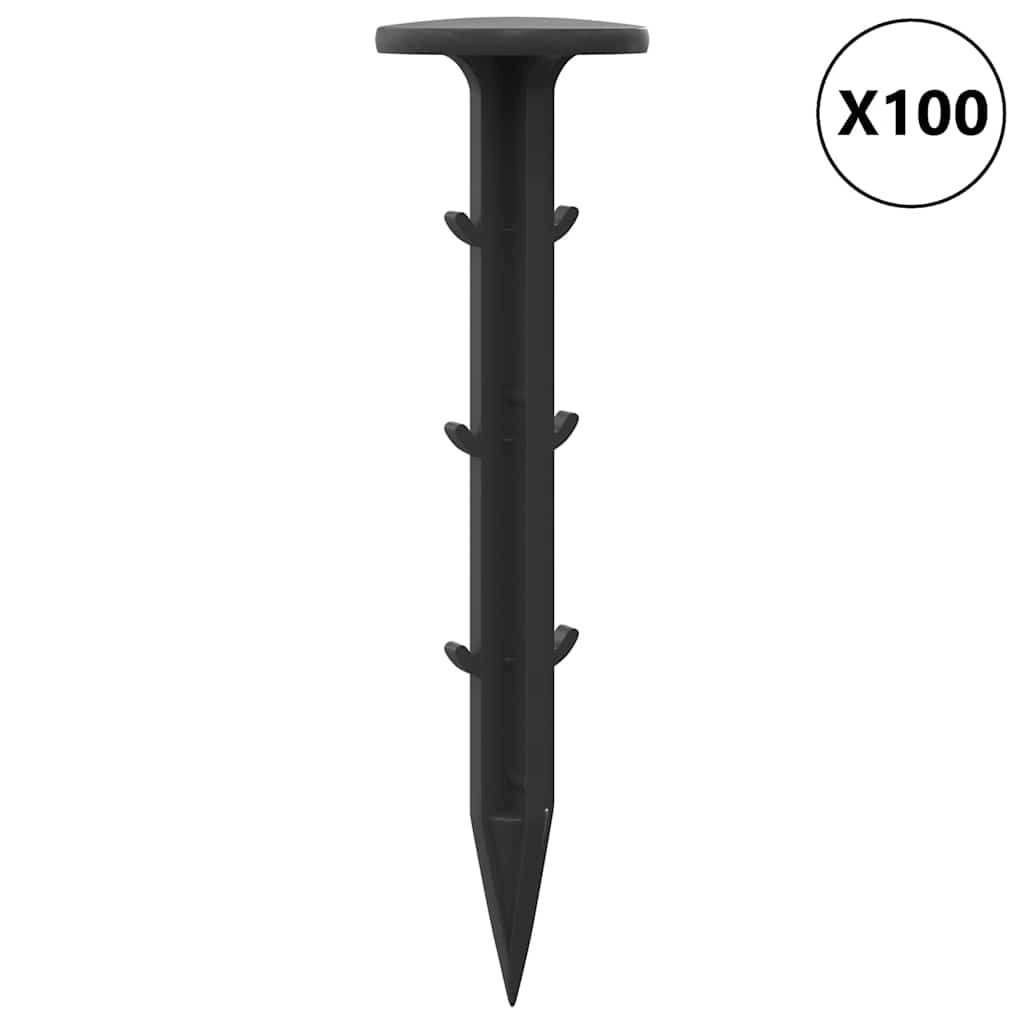 Picchetti da terra 100 pcs Nero Ã˜3 x 11 cm Plastica