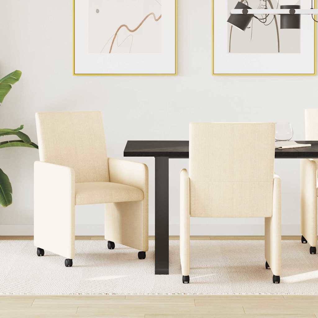 Sedie da Pranzo con Ruote con ruote 2 pcs Crema 57 x 66 x 94 cm