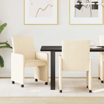 Sedie da Pranzo con Ruote con ruote 2 pcs Crema 57 x 66 x 94 cm