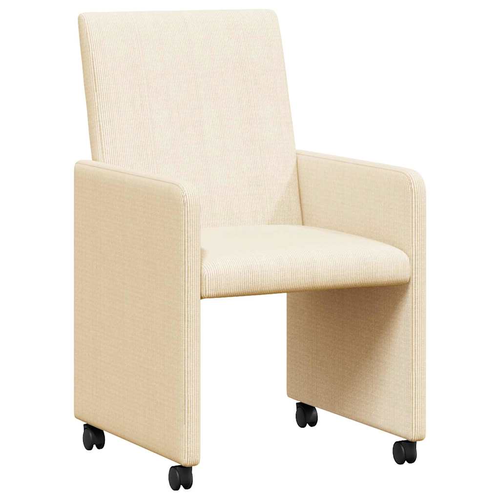 Sedie da Pranzo con Ruote con ruote 2 pcs Crema 57 x 66 x 94 cm