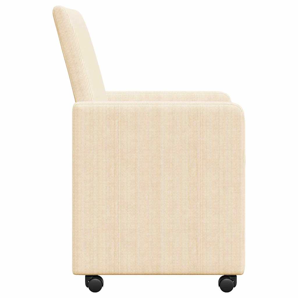 Sedie da Pranzo con Ruote con ruote 2 pcs Crema 57 x 66 x 94 cm