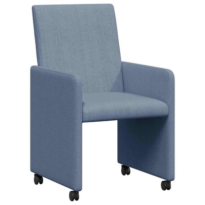 Sedie da Pranzo con Ruote con ruote 2 pcs Blu 57 x 66 x 94 cm