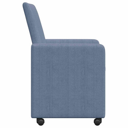 Sedie da Pranzo con Ruote con ruote 2 pcs Blu 57 x 66 x 94 cm