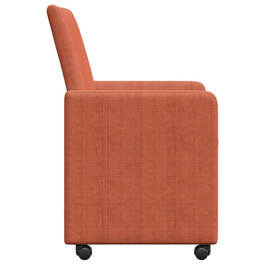 Sedie da Pranzo con Ruote 2 pcs Rosso arancio 57 x 66 x 94 cm
