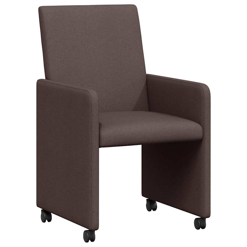 Sedie da Pranzo con Ruote 2 pcs Marrone Scuro 57 x 66 x 94 cm