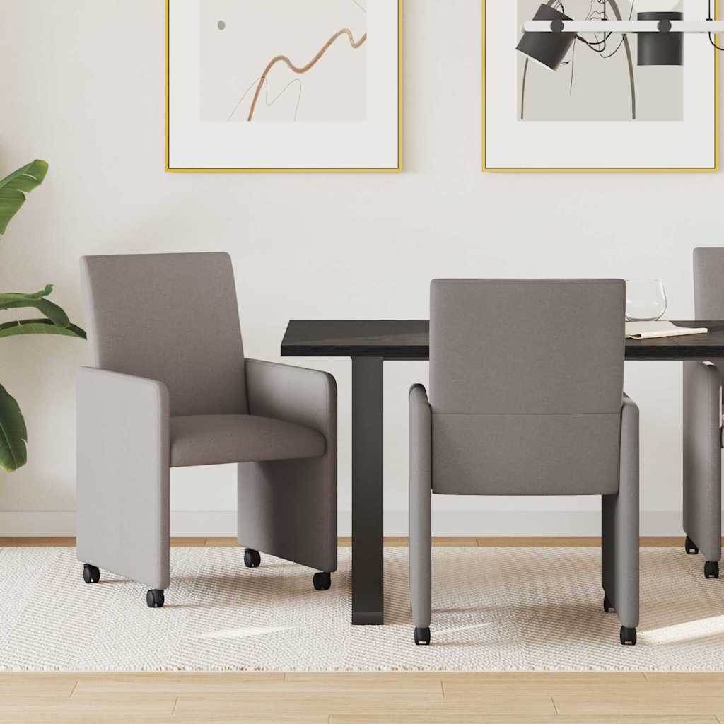 Sedie da Pranzo con Ruote 2 pcs Talpa 57 x 66 x 94 cm Tessuto