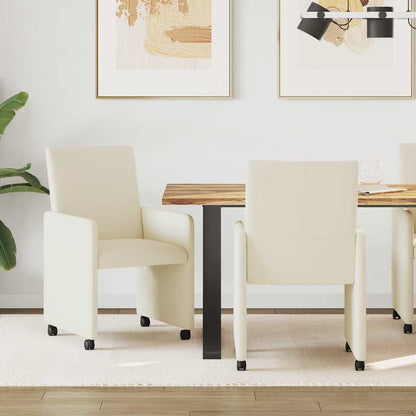 Sedie da Pranzo con Ruote con ruote 2 pcs Crema 57 x 66 x 94 cm