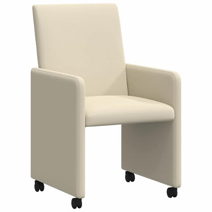 Sedie da Pranzo con Ruote con ruote 2 pcs Crema 57 x 66 x 94 cm