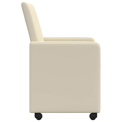 Sedie da Pranzo con Ruote con ruote 2 pcs Crema 57 x 66 x 94 cm