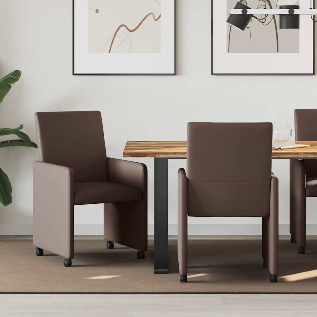 Sedie da Pranzo con Ruote 2 pcs Marrone 57 x 66 x 94 cm