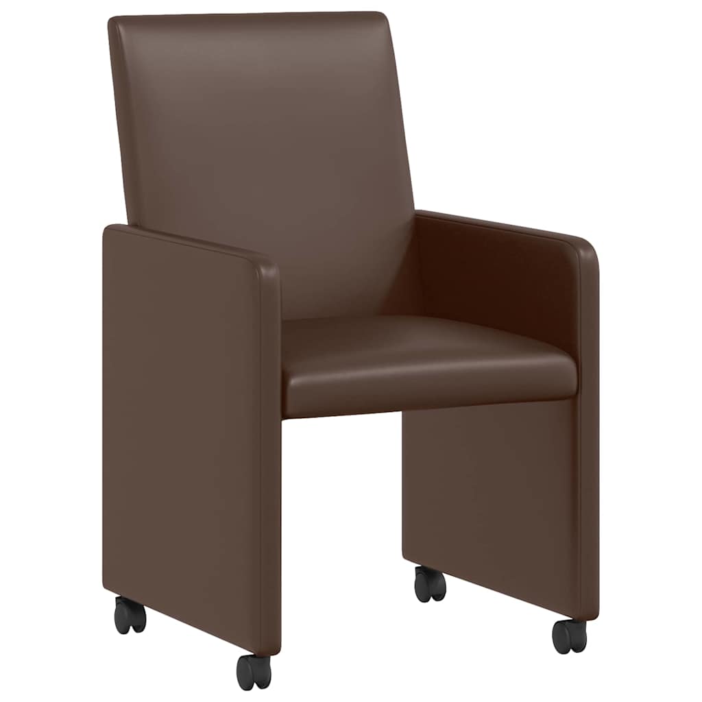 Sedie da Pranzo con Ruote 2 pcs Marrone 57 x 66 x 94 cm