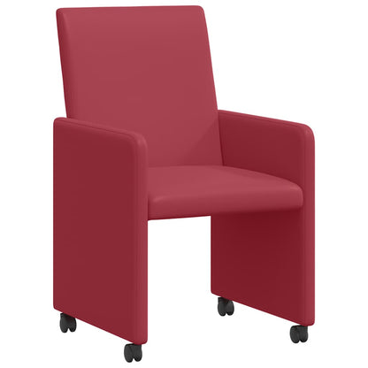 Sedie da Pranzo con Ruote 2 pcs Rosso vino 57 x 66 x 94 cm