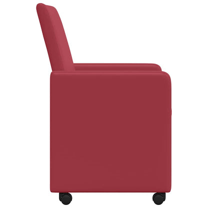 Sedie da Pranzo con Ruote 2 pcs Rosso vino 57 x 66 x 94 cm