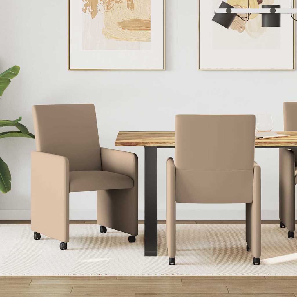 Sedie da Pranzo con Ruote 2 pcs Cappuccino 57 x 66 x 94 cm