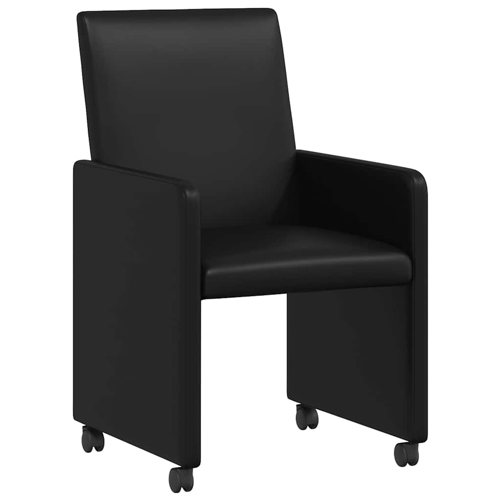 Sedie da Pranzo con Ruote con ruote 2 pcs Nero 57 x 66 x 94 cm