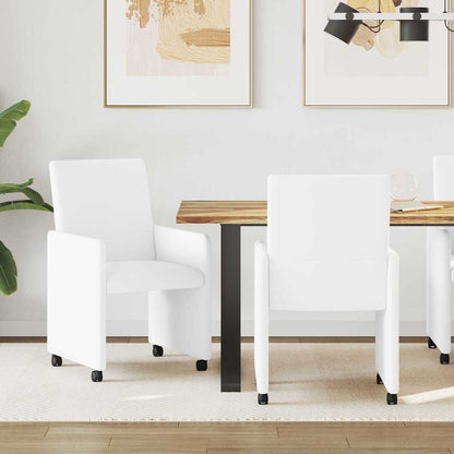 Sedie da Pranzo con Ruote 2 pcs Bianco 57 x 66 x 94 cm