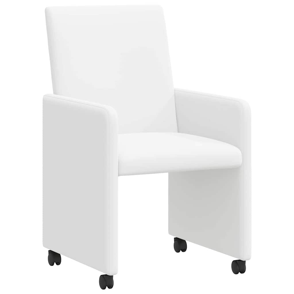 Sedie da Pranzo con Ruote 2 pcs Bianco 57 x 66 x 94 cm
