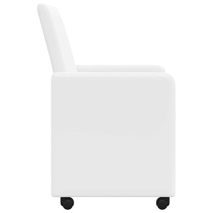 Sedie da Pranzo con Ruote 2 pcs Bianco 57 x 66 x 94 cm