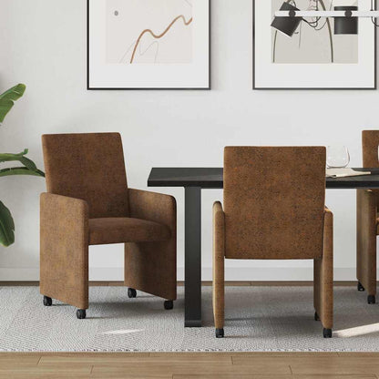 Sedie da Pranzo con Ruote 2 pcs Marrone 57 x 66 x 94 cm