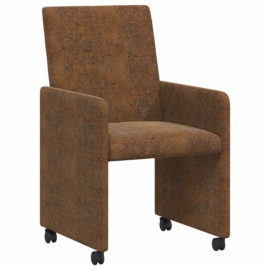 Sedie da Pranzo con Ruote 2 pcs Marrone 57 x 66 x 94 cm