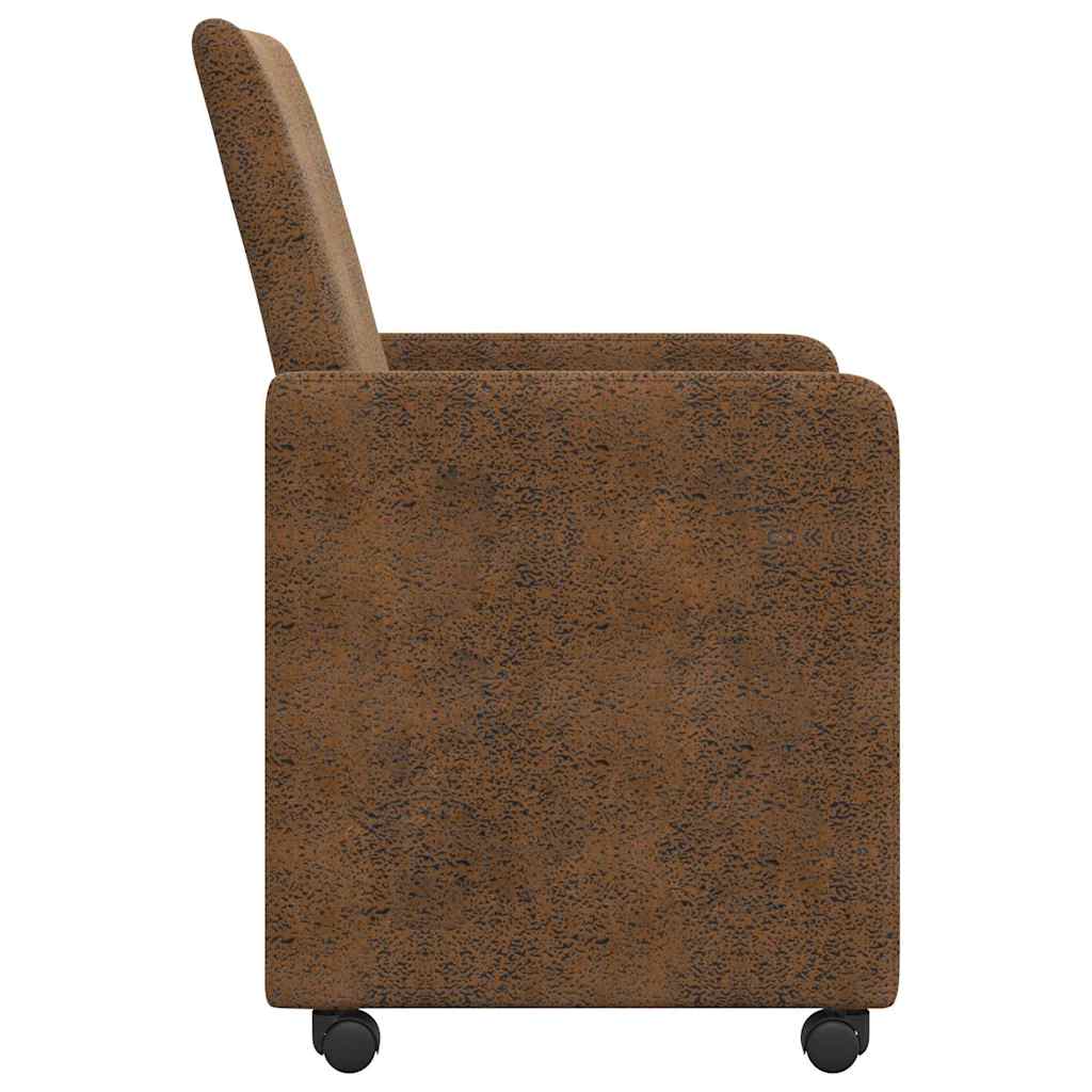 Sedie da Pranzo con Ruote 2 pcs Marrone 57 x 66 x 94 cm