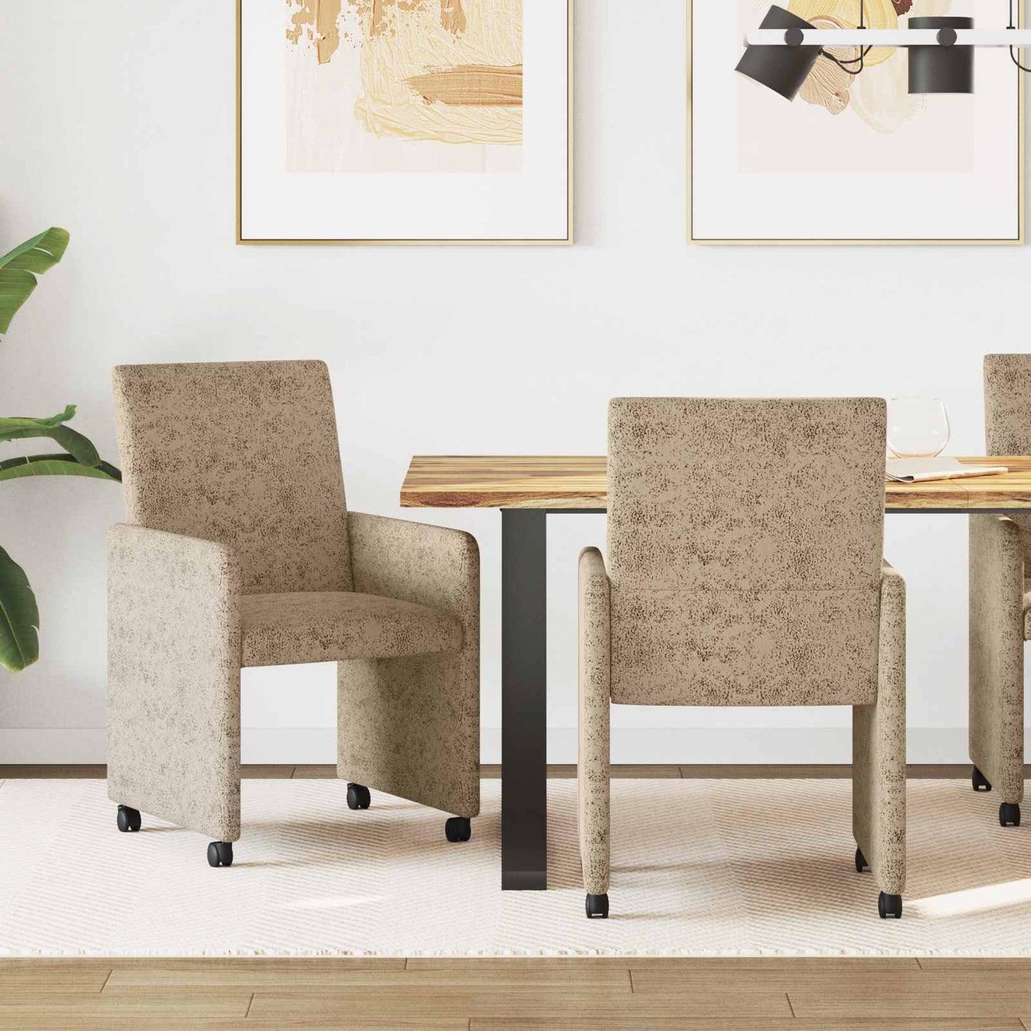 Sedie da Pranzo con Ruote 2 pcs Grigio chiaro 57 x 66 x 94 cm