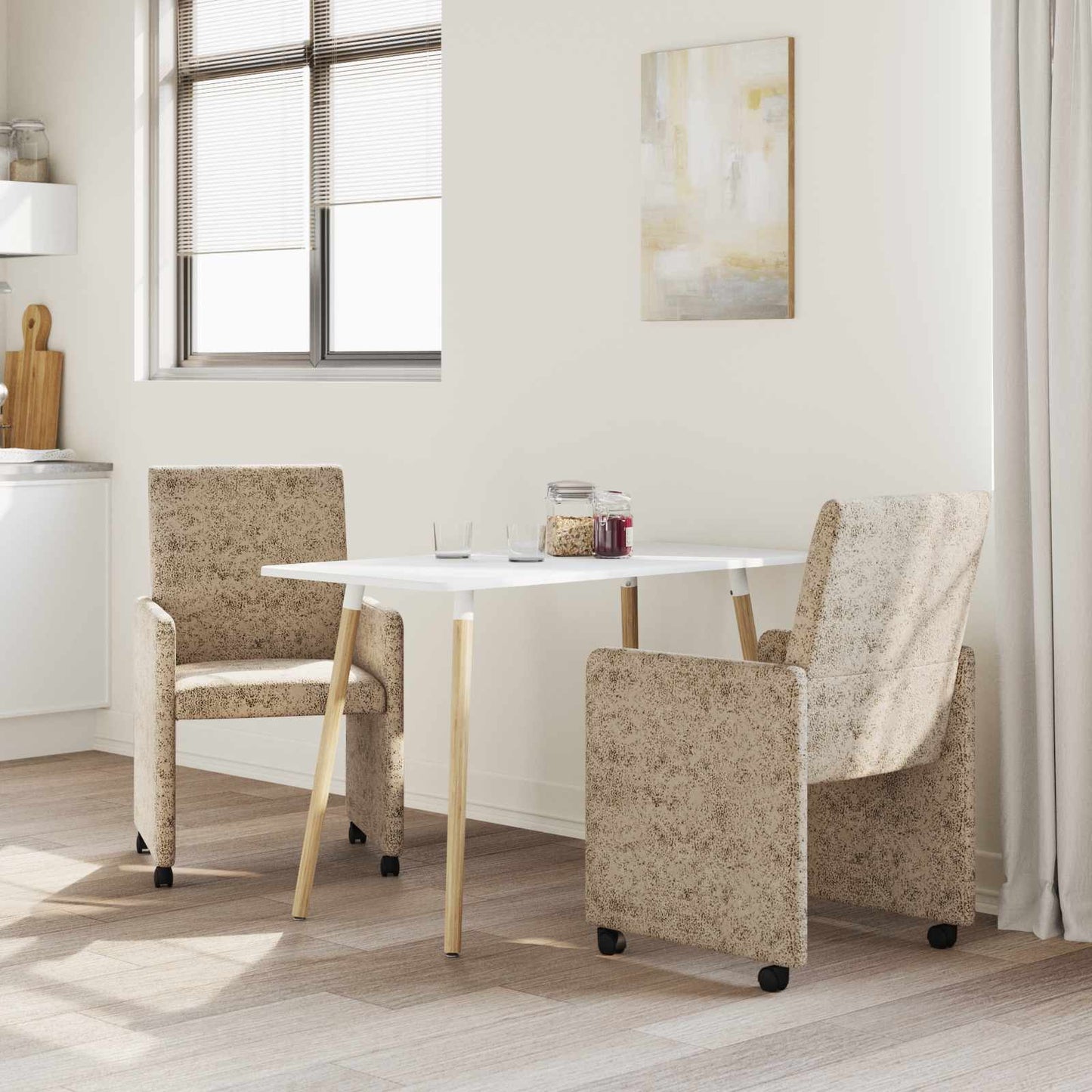 Sedie da Pranzo con Ruote 2 pcs Grigio chiaro 57 x 66 x 94 cm