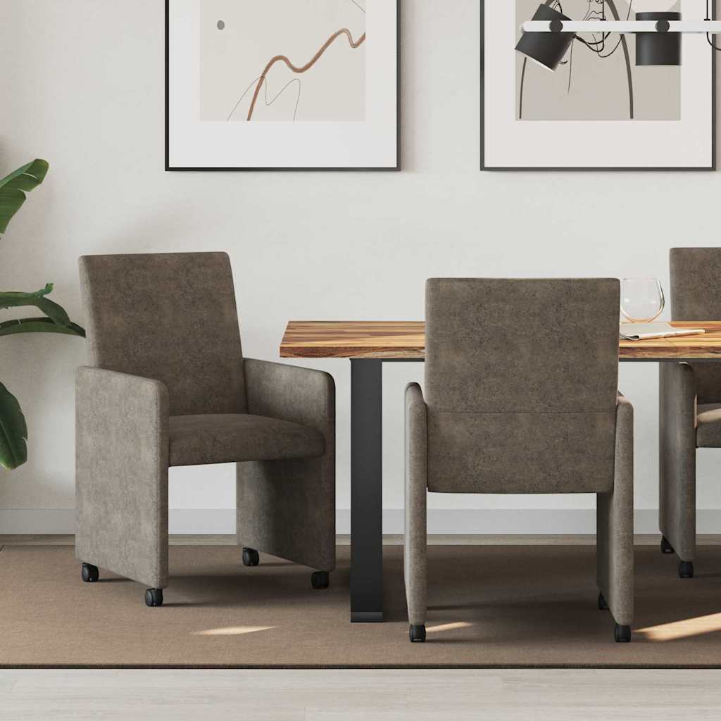 Sedie da Pranzo con Ruote 2 pcs Grigio scuro 57 x 66 x 94 cm